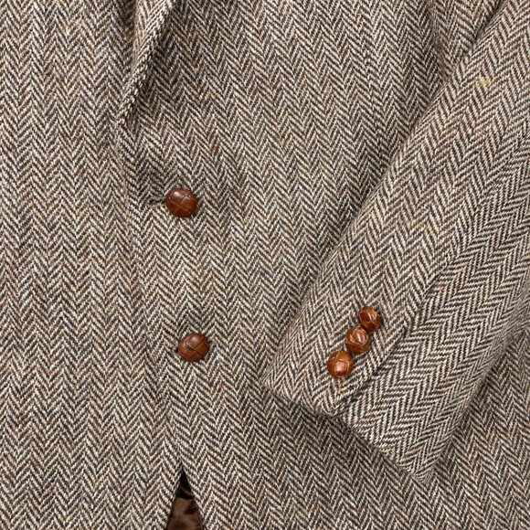 Stafford Harris Tweed Scottish Wool Scotland Blazer Herringbone Jacket Men's 44 - Picture 3 of 8